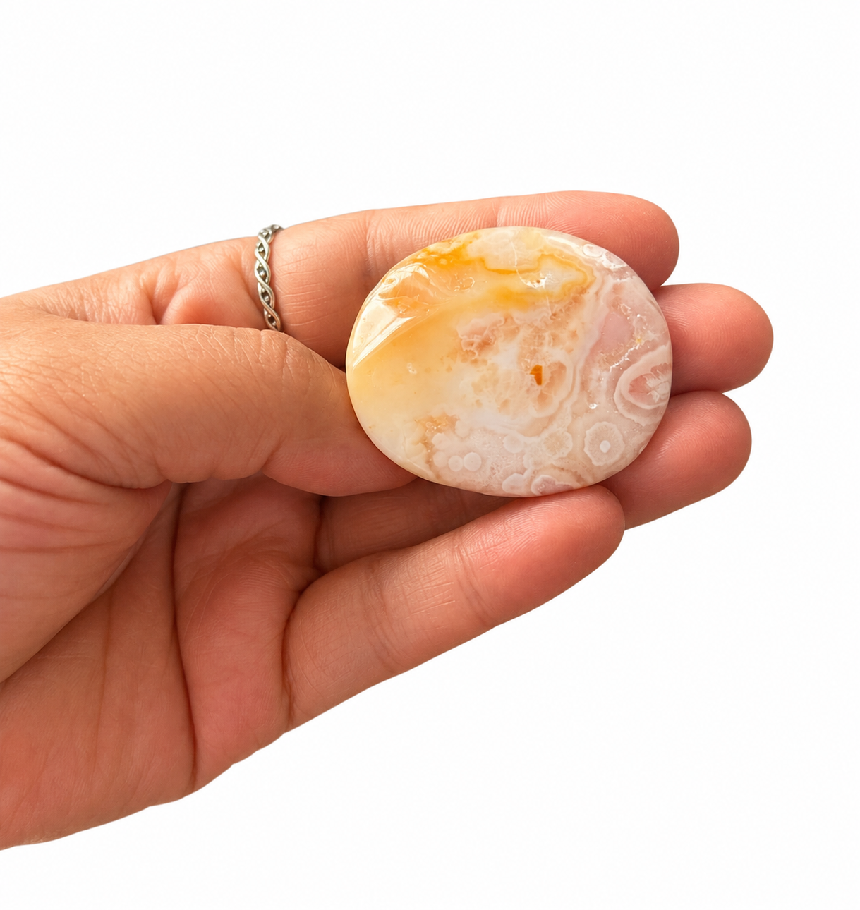 Flower Agate Palm Stone